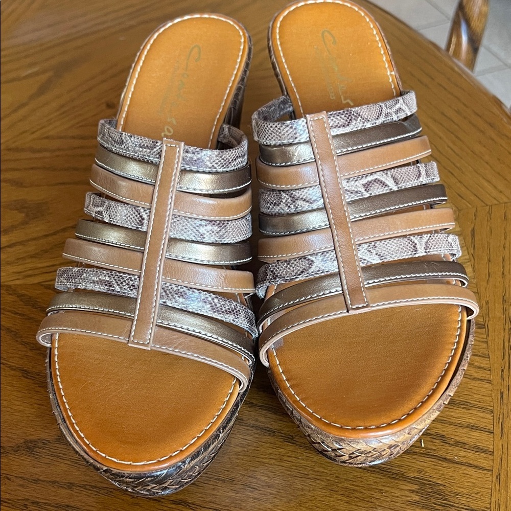Stylish Brown and Snake Print Mules